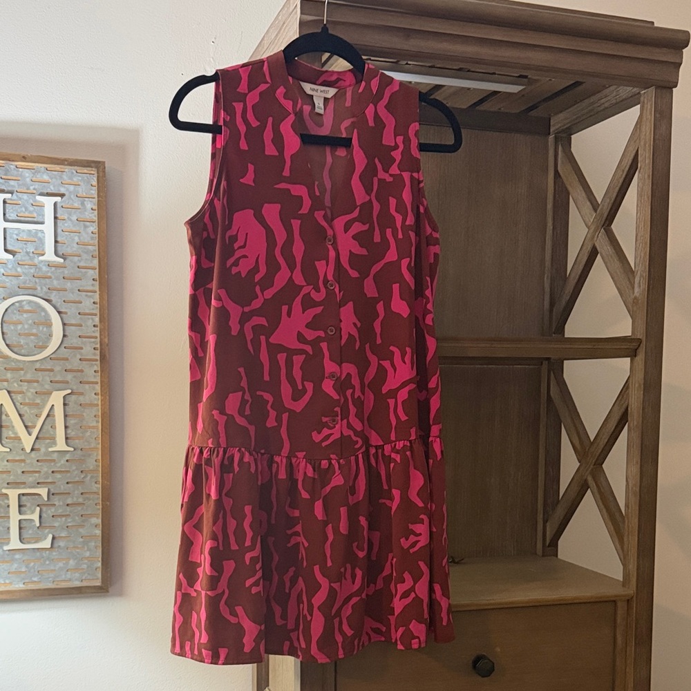 Nine West Vibrant Pink and Red Mini Dress